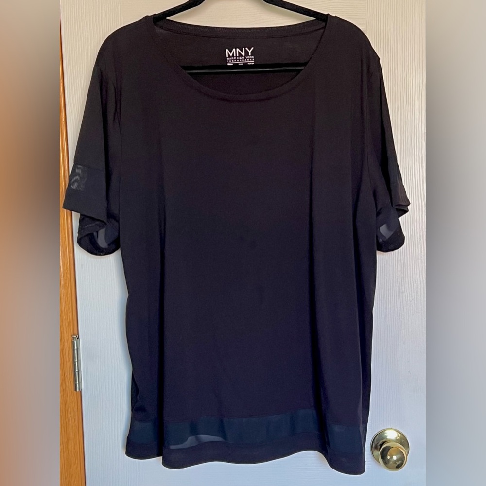 MNY Move New York Performance Crew Neck Women’s Black T-Shirt Sz 2X EUC